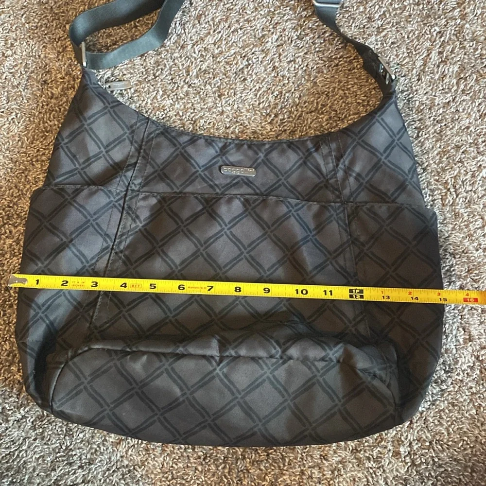 Baggallini Gray & Black Diamond Large Travel Shoulder Hobo Bag Purse